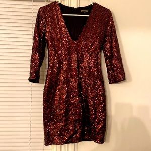 Express. Red sequin dress size 0.